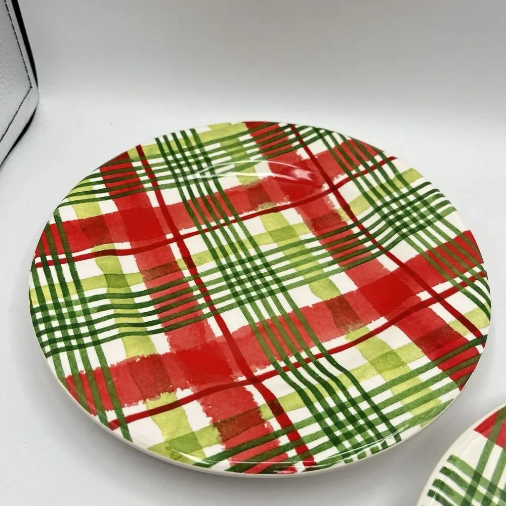 Pier 1 Ironstone Christmas Holiday Plaid 8.75